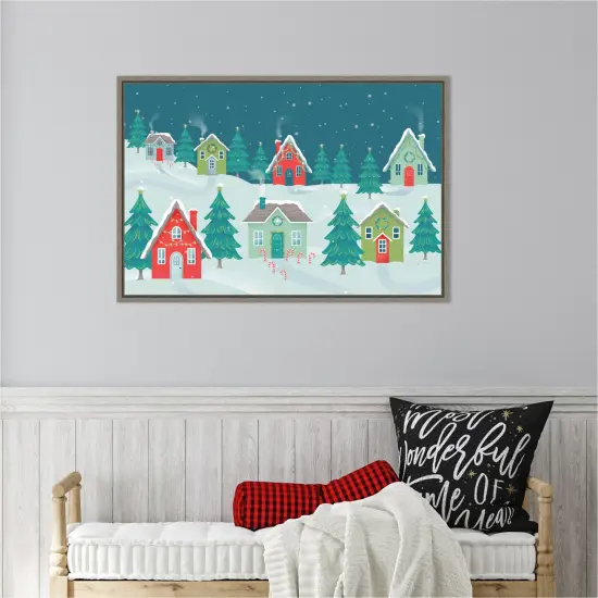 Fa La La I Christmas Houses by Gia Graham Canvas Art Framed {6}