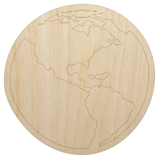 Earth Globe Travel Doodle Unfinished Wood Shape Piece Cutout for DIY Craft Projects {1}
