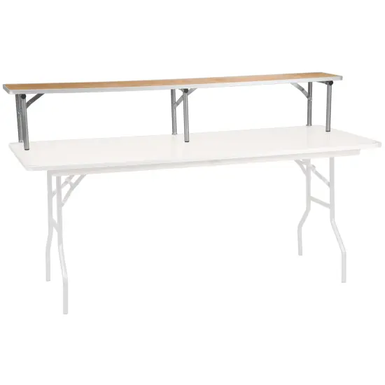 Emma and Oliver 72'' x 12'' x 12'' Birchwood Bar Top Riser with Silver Legs Natural {1}