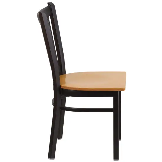 Emma and Oliver Vertical Back Metal Restaurant Dining Chair Natural/BlackMetal {5}