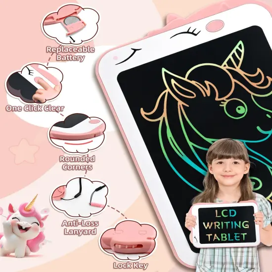 LCD Writing Tablet Kids Toys for Girls Boys Age 2-3 Gift Ideas, Unicorn Colorful Doodle Board Educational Learning Toys for Children 3 4 5 6 7 8 Years Old, Toddler Drawing Pad Travel Toys {6}