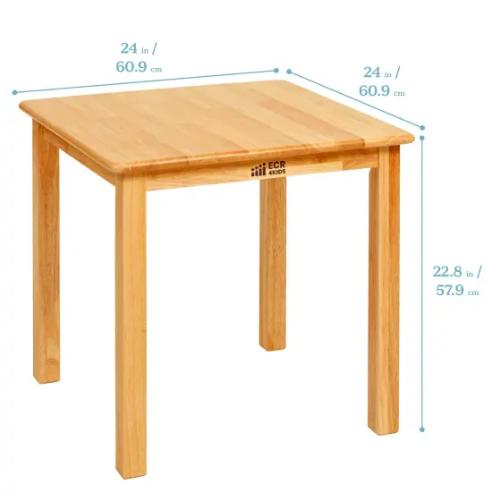 24in Square Hardwood Table with 22in Legs, Kids Furniture Honey {2}