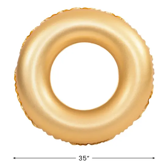 Pool Central 35" Inflatable Golden Pool Ring Float {5}