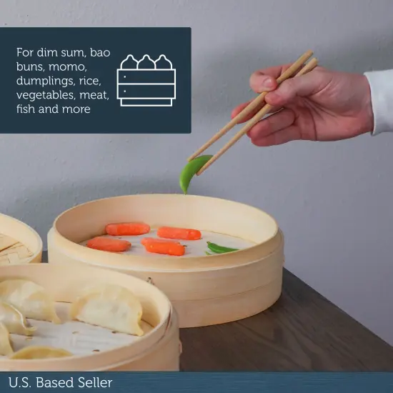 Potted Pans Dumpling Steamer Baskets - 2 Tier Stackable Steamer Basket - 10in {3}