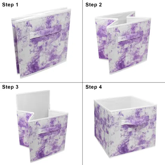 Sorbus Fabric Collapsible Cube Storage Bins Set - Tie Dye 4 Pack Tie Dye Purple {4}