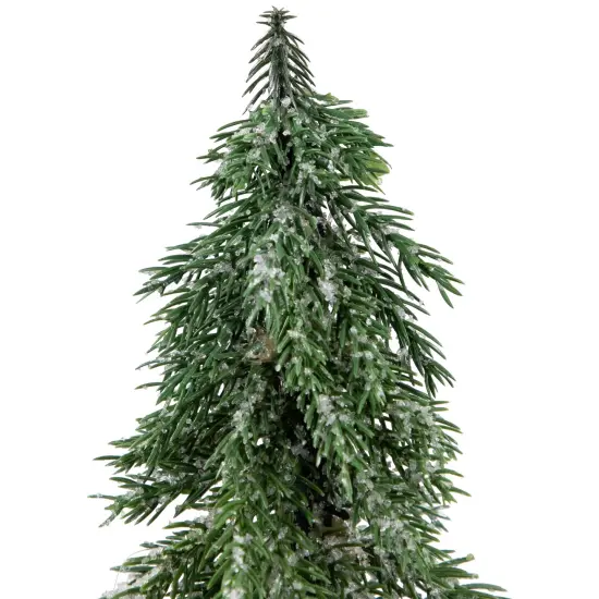 Northlight Frosted Icy Pine Tree with Jute Base Christmas Tree - 14" - Unlit Green {6}