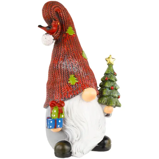 Northlight Gnome with Cardinal Holding Christmas Tree Decoration - 9" Red {5}