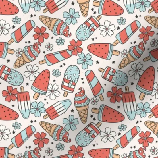 Various Fabrics by the Yard or Fat Quarter Popsicle Watermelon Ice Cream Picnic Summer 4Th July Flowers Custom Printed Fabric by Spoonflower {7}