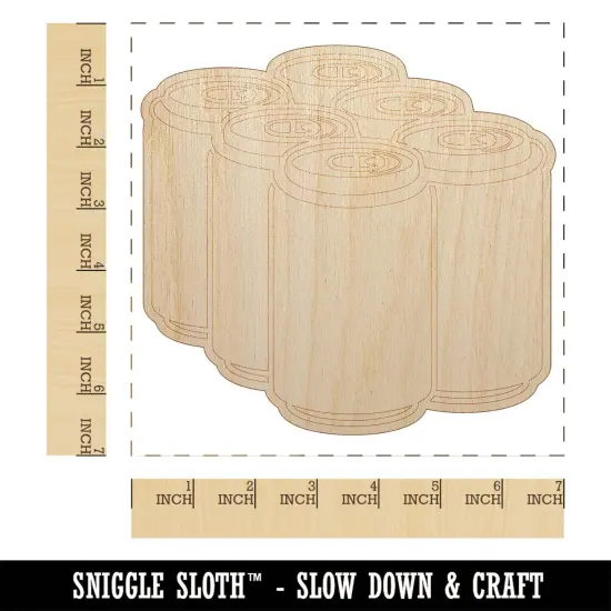 Beer Soda Drink Six Pack Unfinished Wood Shape Piece Cutout for DIY Craft Projects {1}