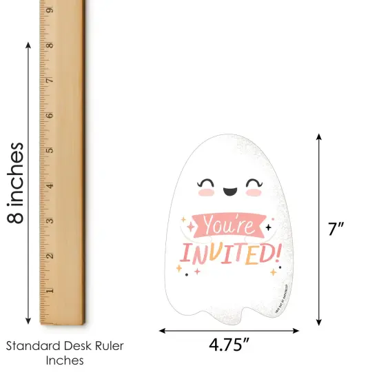 Big Dot of Happiness Pastel Halloween - Shaped Fill-In Invitations - Pink Pumpkin Party Invitation Cards with Envelopes - Set of 12 {7}