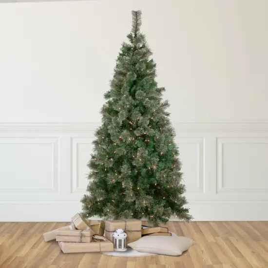 Northlight Pre-Lit Oregon Cashmere Pine Artificial Christmas Tree - 6.5' - Clear Lights Green {3}