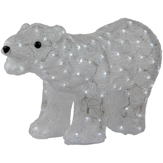 Northlight Lighted Commercial Grade Acrylic Polar Bear Outdoor Christmas Decoration - 28" - Pure White LED Lights Clear {4}