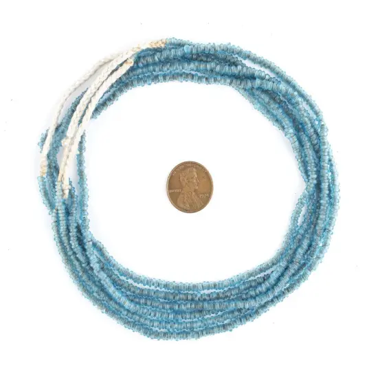 The Bead Chest Translucent Blue 4mm Glass Heishi Beads - 23" Strand of Indonesian Java Spacer Beads for Crafts & Jewelry Making {2}