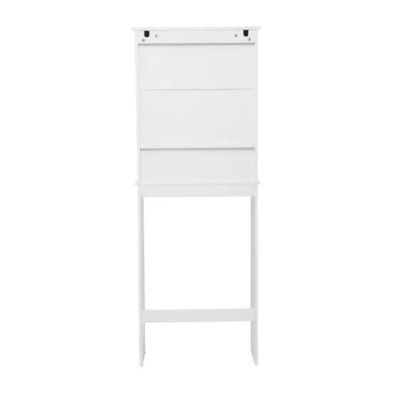 Merrick Lane Delilah Over the Toilet Bathroom Organizer with Shelves and Magnetic Closure Doors White {4}