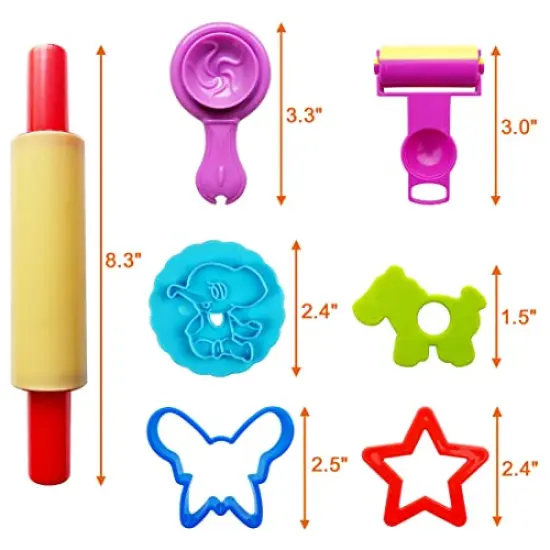 45 Pieces Dough Tools Set for Kids, Various Plastic Molds, Assorted Colors {4}