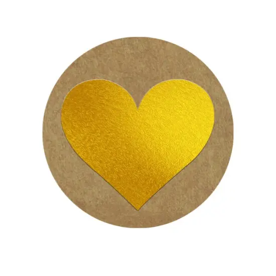 Great Papers! Seals, Self-Adhesive, Gold Foil Heart on Kraft, 1.57" Diameter, 250 Seals/Roll {1}