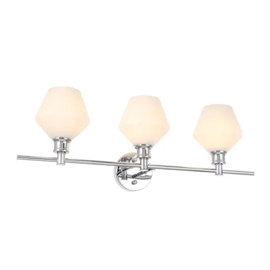 Gene 3 light Chrome and Frosted white glass Wall sconce {4}
