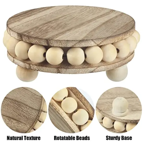 2 Pieces Wood Riser, Risers for Decor,Pedestal Stand,Display Stand apply to Home Decor,Farmhouse Decor,Tiered Tray Decor(Brown, 4 Inches) {6}