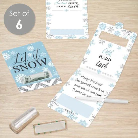 Big Dot of Happiness Winter Wonderland - DIY Assorted Snowflake Holiday Party and Winter Wedding Cash Holder Gift - Funny Money Cards - Set of 6 {3}