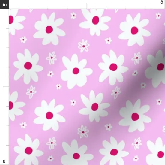 Various Fabrics by the Yard or Fat Quarter Bright Pink Daisy Small Scale Floral Y2K Retro Bubblegum Whimsical Wildflowers Custom Printed Fabric by Spoonflower {4}