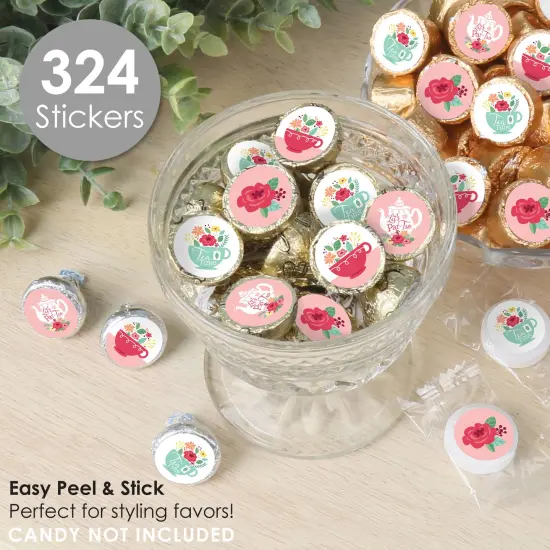 Big Dot of Happiness Floral Let's Par-Tea - Garden Tea Party Small Round Candy Stickers - Party Favor Labels - 324 Count {3}