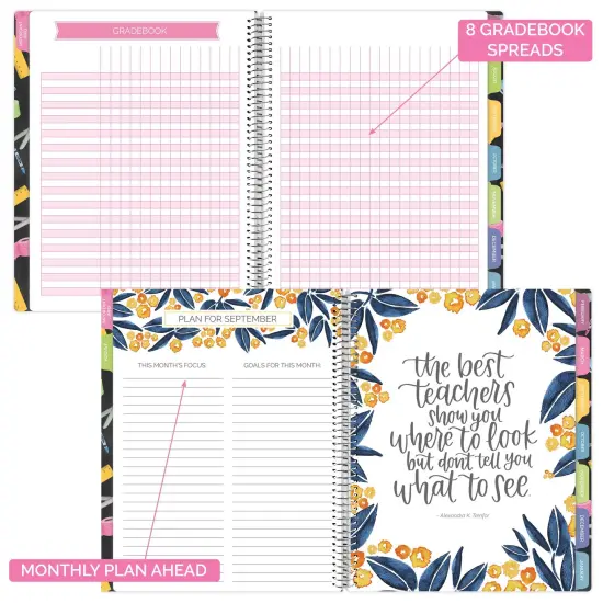bloom daily planners Undated Teacher Planner & Calendar, 9" x 11" Chalkboard {5}