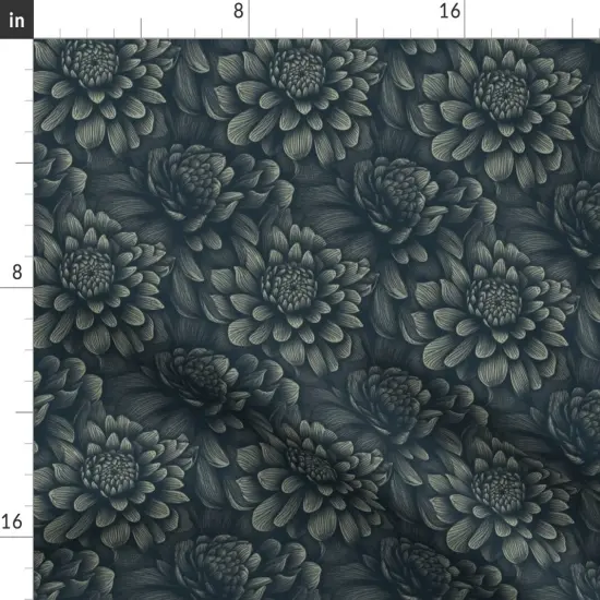 Various Fabrics by the Yard or Fat Quarter Moody Flowers Dark Botanical Romantic Modern Gothic Blue Floral Custom Printed Fabric by Spoonflower {2}
