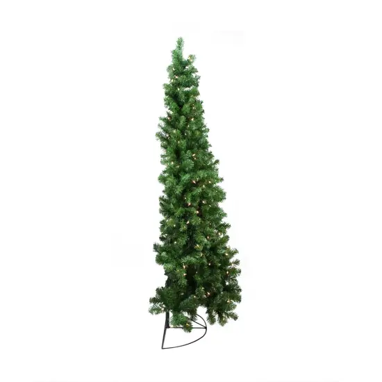 Northlight 6' Pre-Lit Pine Artificial Wall Christmas Tree, Clear Lights Green {3}
