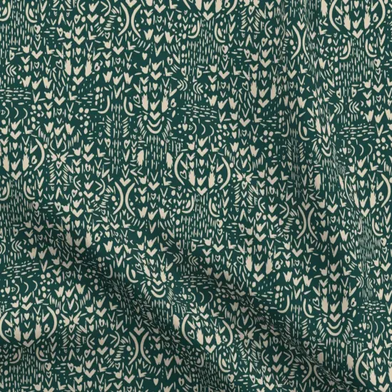 Various Fabrics by the Yard or Fat Quarter Boho Shapes Dark Green Ditsy Hand Painted Custom Printed Fabric by Spoonflower {5}