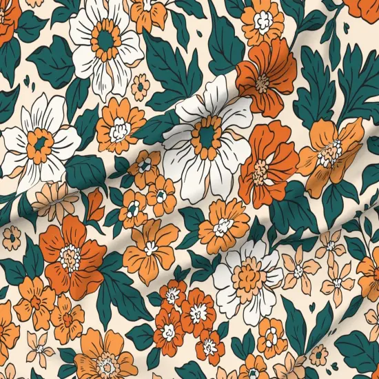 Various Fabrics by the Yard or Fat Quarter Tropical Flowers Botanical Retro Mid Century Large Scale Floral Custom Printed Fabric by Spoonflower {6}