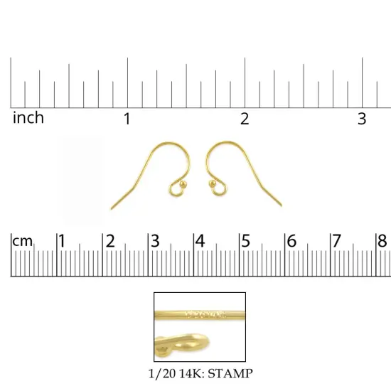 JewelrySupply Gold Filled Fish Hook Earring Wires with Loop and 2mm Bead (1 Pair of Gold Filled Earrings) {2}