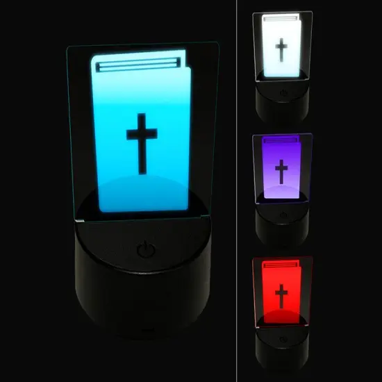 Bible Christian Cross Icon 3D Illusion LED Night Light Sign Nightstand Desk Lamp {1}