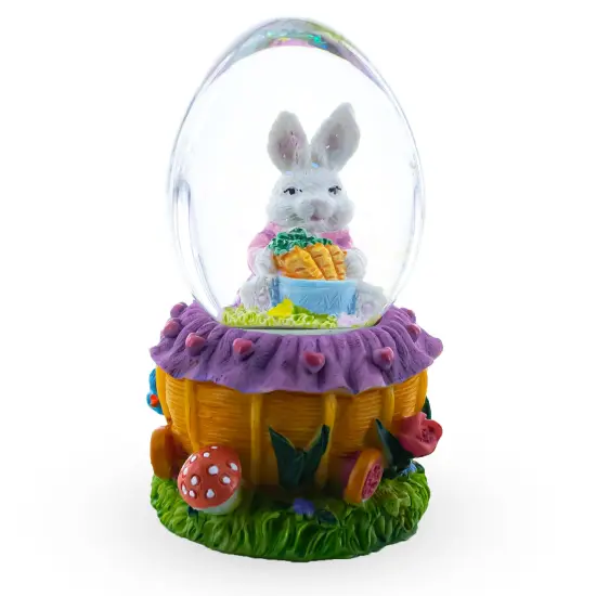 Bunny and Carrots Basket Water Globe {1}