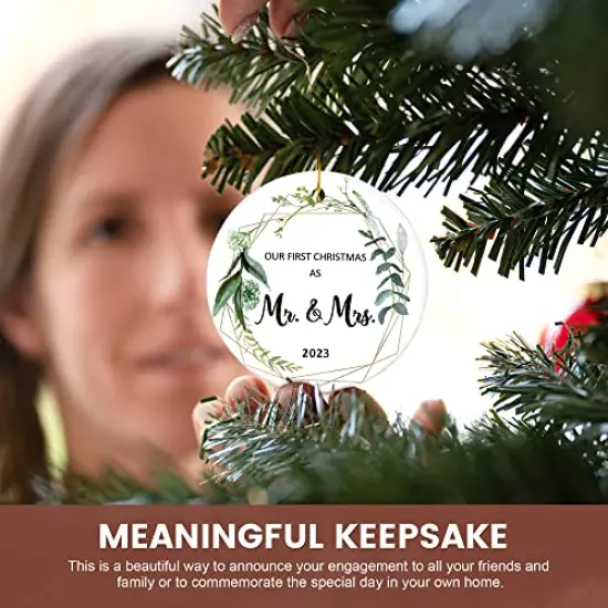 First Christmas Married Ornament 2023, Wedding Gifts for Couple, Our First Christmas as Mr Mrs Gifts, Bridal Shower Gift, Just Married Ornaments, 1st Year Wedding Ornament for Newlywed {3}