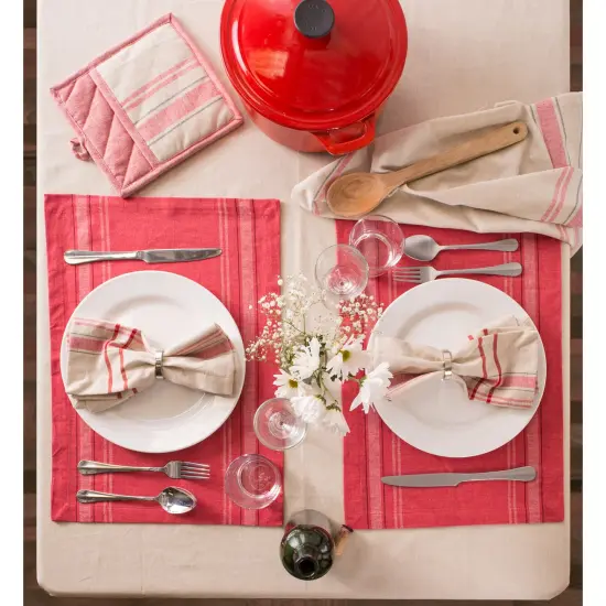 DII Red Chambray French Stripe Placemat (Set of 6) {3}