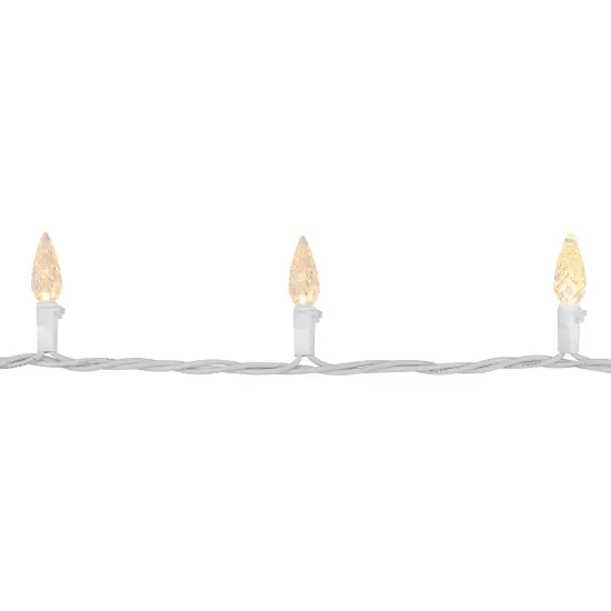 Northlight LED Faceted C6 Christmas Lights - Warm White - 23' White Wire - 70ct {6}