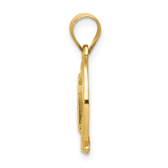 14K Yellow Gold Ichthus Fish Cross Charm Pendant Jewerly 21mm x 7mm {4}