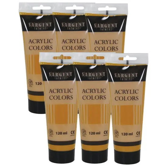 Acrylic Paint Tube, 120 ml, Yellow Ochre, Pack of 6 {1}