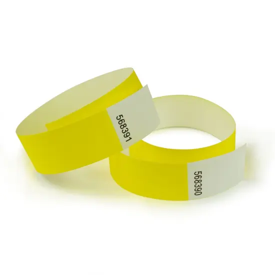 COSCO Security Wristband, Tamper Resistant, 10" x 3/4", Yellow, 100 bands (20 perforated sheets of 5 bands each) {1}