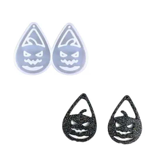 Pumpkin Jack-o-lantern Halloween Dangle Earring Mold for UV Resin and Epoxy Resin {1}