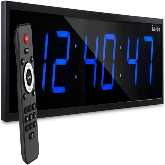 Ivation 24 in. Large Digital Wall Clock, LED Digital Clock with Timer and Alarm Red {7}