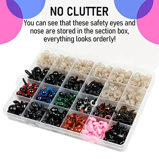 600pcs Plastic Colored Safety Eyes and Noses for Amigurumi, 6mm~14mm {6}