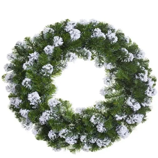 Allstate Snowy Flocked Colorado Pine Artificial Christmas Wreath - 30" - Unlit Green {3}