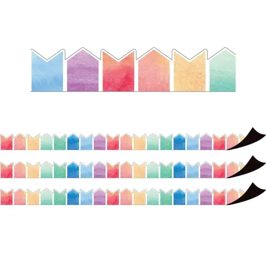 Watercolor Pennants Magnetic Border, 24 Feet Per Pack, 3 Packs {1}
