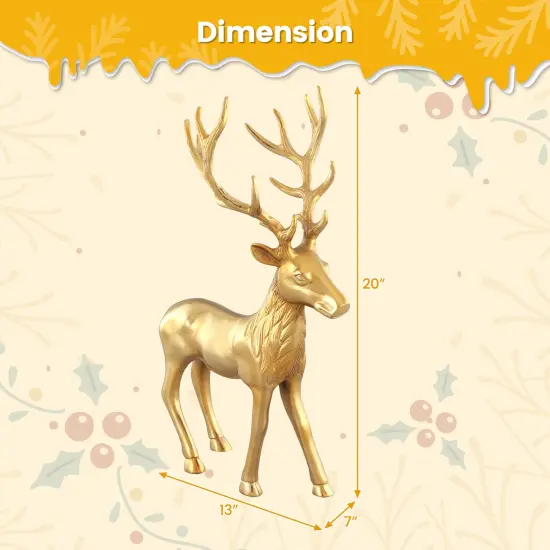 Costway Standing Reindeer Statue Aluminum Deer Sculpture for Indoors Christmas Decor {3}