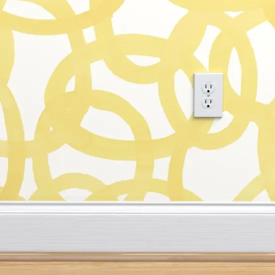 Pre-Pasted Wallpaper 2FT Wide Yellow Graffiti Large Scale Butter Whimsical Custom Pre-pasted Wallpaper by Spoonflower {4}