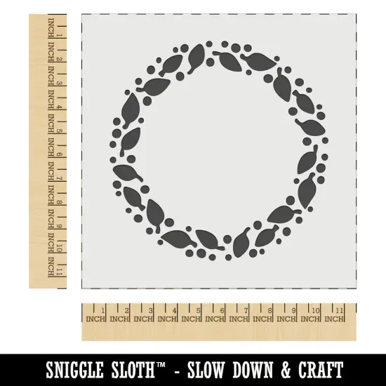 Leaves and Dots Round Border Wall Cookie DIY Craft Reusable Stencil {1}