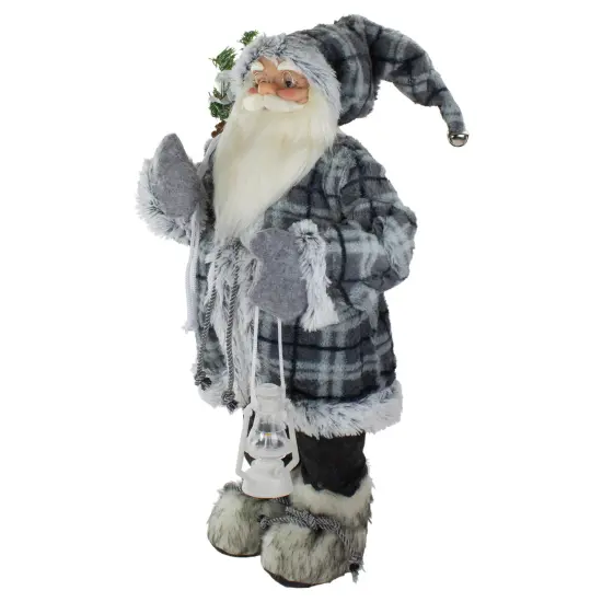 Northlight 2' Standing Santa Christmas Figure Carrying a Lantern Gray {5}