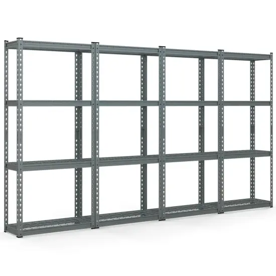 Costway 1/2/3/4 PCS 4-Tier Metal Shelving Unit Heavy Duty Wire Storage Rack with Anti-slip Foot Pads Grey {10}