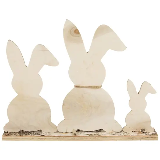 Northlight Rabbit Trio Wooden Tree Bark Easter Decoration - 15.75" Brown {7}